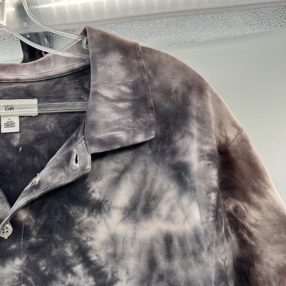 BP. Men's Tie Dye Polo Shirt Gray/White Size Large - Picture 4 of 9